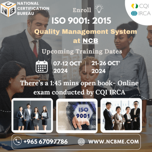 Enroll for ISO 9001 at NCB