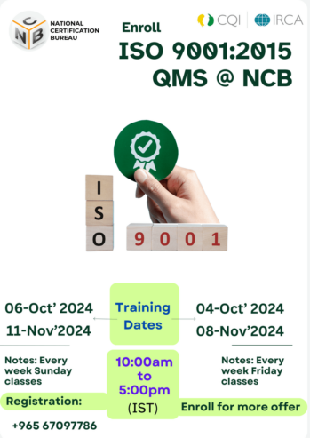 enroll for ISO 9001 at NCB