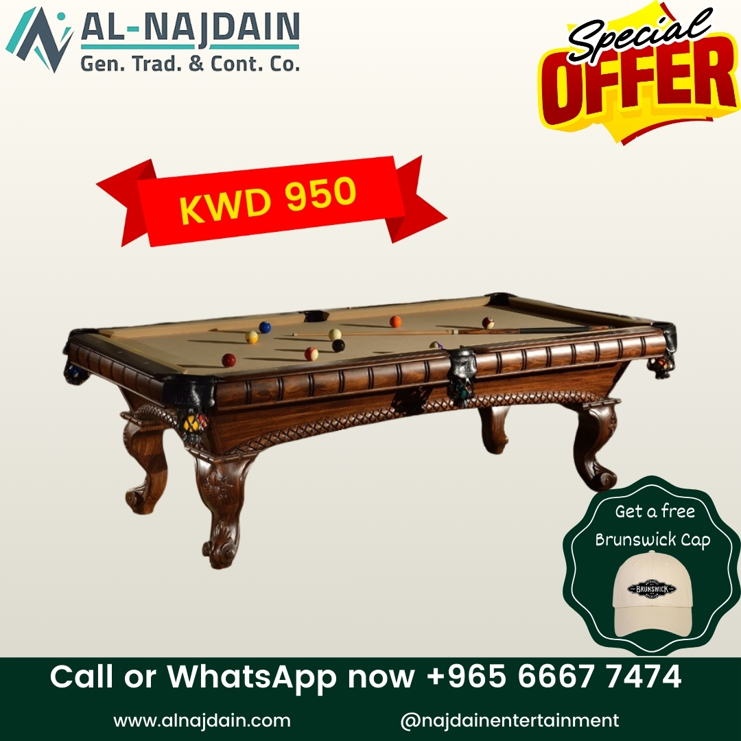 Starting price from 650KWD, Grab today our best Billiard Table.