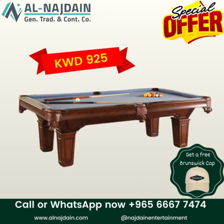 Starting price from 650KWD, Grab today our best Billiard Table.