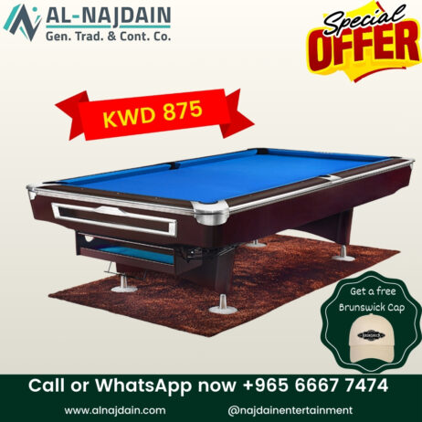 Starting price from 650KWD, Grab today our best Billiard Table.